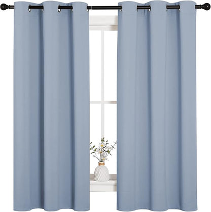 NICETOWN Bedroom Blackout Curtains for Windows, Vintage Blue Window Treatment Drapes, Home Fashion Thermal Insulated Blackout Curtain Panels for Bedroom (1 Pair, 42 inches Wide by 63 inches Long)