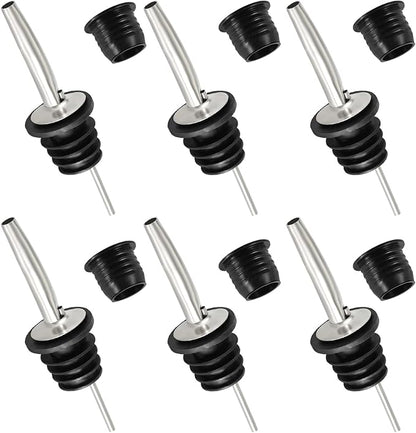 12pcs Liquor pour Spout & Adapters, Bottle Pourers for Alcohol Speed Spouts Stainless Steel Olive Oil Spout Liquor Pourers for Alcohol Wine Syrup Bar Home Large Neck Bottles