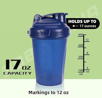 [2 PACK] 17 oz Protein Shaker Bottles Protein Mixer - Leak Proof Shaker Cups for Protein Shakes, Protein Shaker Bottle, Protein Shake Cup, BPA Free & Dishwasher Safe Black/Blue