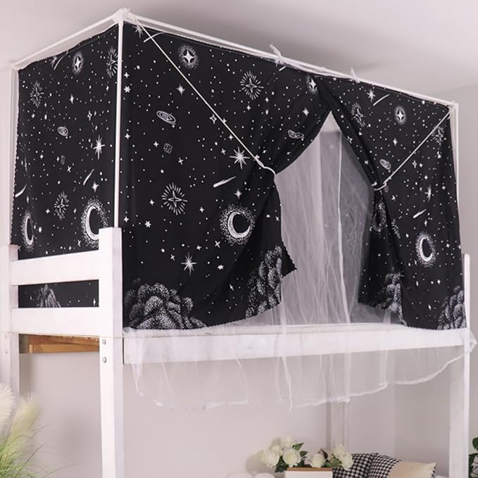 Dorm Bottom Bunk Bed Curtains Privacy Curtains 350g Dustproof Breathable Single Bed Blackout Curtains Panels Privacy Underbed Loft Bed Canopy Tent Curtain Shading Drapes for Dorm College Home 2 panels