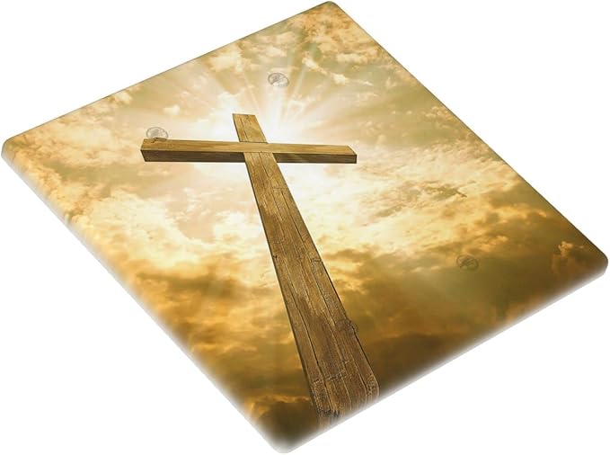 Christ Jesus Cross Sky Decorative Double Blank Switch Cover Wall Plate 2 Gang Two for Electrical Outlets Kitchen Living Room Bedroom Bathroom Home Novelty Decorate