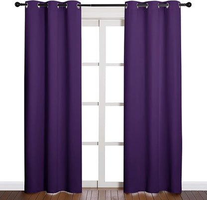 NICETOWN Triple Weave Home Decoration Thermal Insulated Solid Ring Top Blackout Curtains/Drapes for Bedroom(Set of 2, 42 x 84 Inch, Royal Purple)