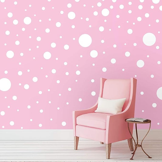 Zonon 264 Pieces Polka Dots Sticker Circle Wall Decal for Bedroom, Playroom Decor Removable Vinyl Stickers Dots Wall Decals(White)