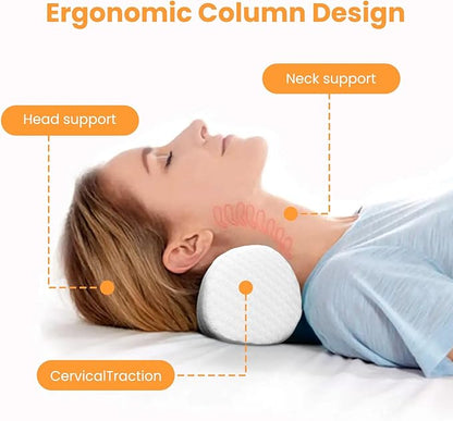 Neck Pillow for Sleeping, Cervical Pillow with Washable Zippered Cover, Cervical Round Pillow for Support with Breathable Cover, Home Travel Cylindrical Bolster for Legs, Back and Yoga 15.7" x 5.9"