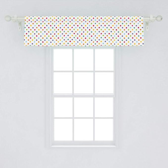 Ambesonne Abstract Window Valance, Colorful Polka Dots Round Circular Vintage Fashion Girls Feminine Design, Curtain Valance for Kitchen Bedroom Decor with Rod Pocket, 54" X 12", White Purple