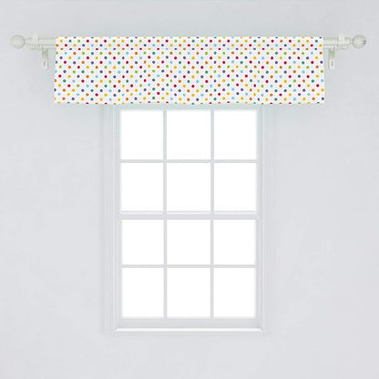 Ambesonne Abstract Window Valance, Colorful Polka Dots Round Circular Vintage Fashion Girls Feminine Design, Curtain Valance for Kitchen Bedroom Decor with Rod Pocket, 54" X 12", White Purple