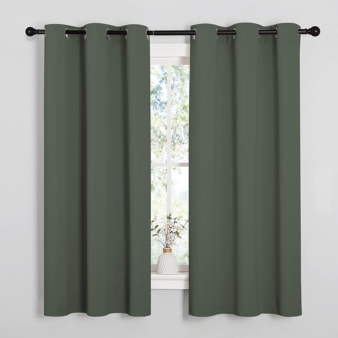 NICETOWN Blackout Curtain Panels, Home Decoration Thermal Insulated Solid Grommet Blackout Drape for Dining Room (Dark Mallard, 1 Pair, 42 by 63-Inch)