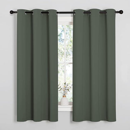 NICETOWN Blackout Curtain Panels, Home Decoration Thermal Insulated Solid Grommet Blackout Drape for Dining Room (Dark Mallard, 1 Pair, 42 by 63-Inch)