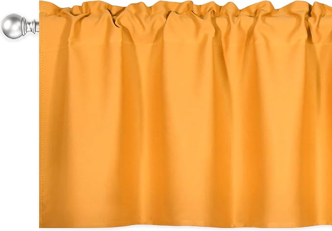 Vibrant Orange Valance for Windows 60x18 Inch Solid Thermal Insulated Blackout Rod Pocket Kitchen Short Curtain Toppers Valance for Bathroom Living Room 1 Panel