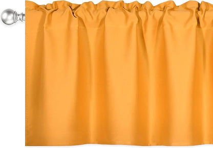 Vibrant Orange Valance for Windows 42x18 Inch Solid Thermal Insulated Blackout Rod Pocket Kitchen Short Curtain Toppers Valance for Bathroom Living Room 1 Panel