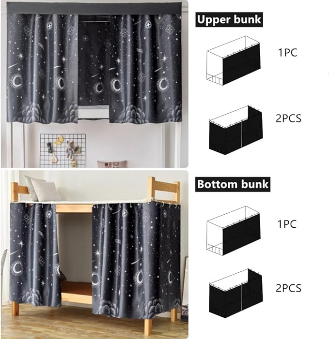 Students Dorm Bunk Bed Curtain Home Privacy Bed Shading Curtain Net Bed Cloth Dustproof Blackout Bed Canopy Bedding Curtain Students Dormitory Tent Lightproof Cloth Bedding Canopy Spread Curtain