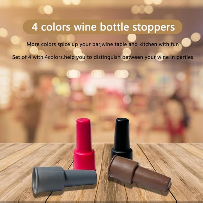 Wine Stoppers for Wine Bottles, Universal reusable wine stoppers, Silicone Wine Stopper Wine Bottle Stopper for Beer, Champagne, Prosecco Home Use (16)