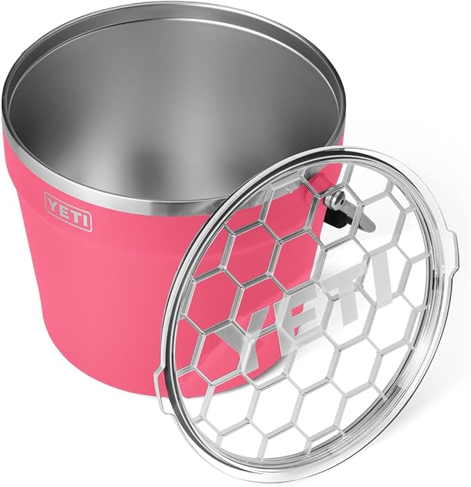 YETI Rambler Beverage Bucket, Double-Wall Vacuum Insulated Ice Bucket with Lid, Tropical Pink