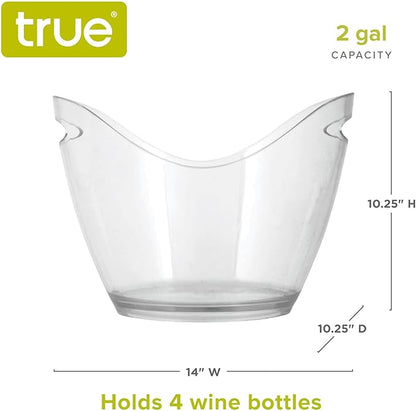 True Chill Wine Ice Bucket, 2 Gallons (7.6 Liters) Clear Champagne Bucket, Acrylic Bucket Party Ice Bucket for Wine Bottles Beer, Home and Outdoor Bar