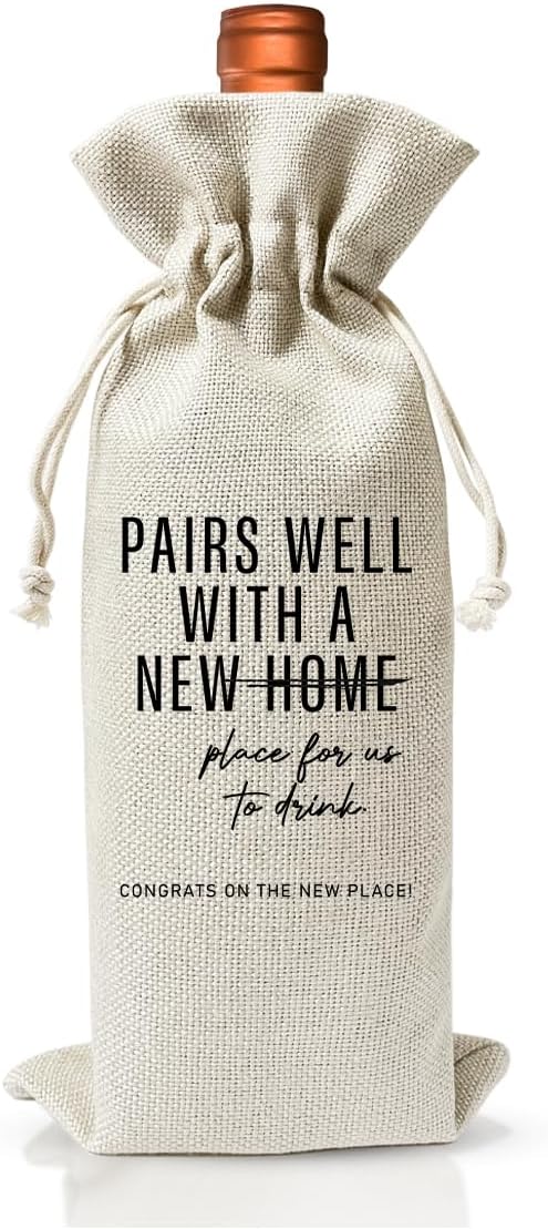 New Home Gift Wine Bag, Pairs Well With A New Place for us to Drink, House Accessory for Home, Housewarming Party Decoration, Return Gift for Housewarming, First New House Apartment Gift Idea