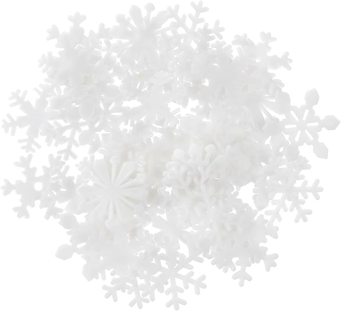 uxcell 100pcs Glow in The Dark Snowflake Fluorescent Plastic Wall Stickers Adhesive Murals Decals for Home Art Ceiling Bedroom Wall Decorations, White