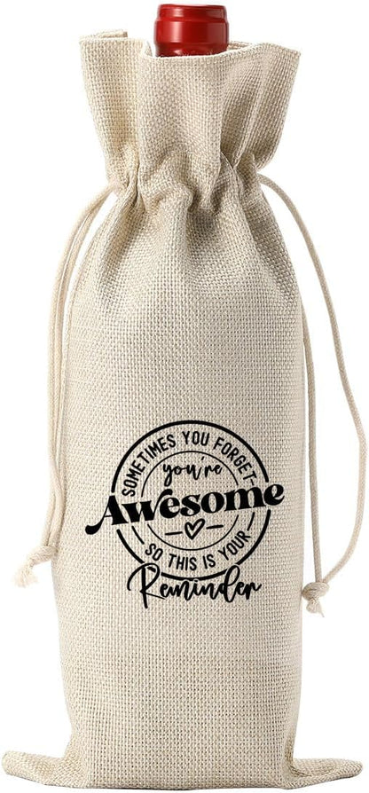 YUANHAO Best Friends Wine Bag, Friendship Gifts for Bestie Friends, Thanksgiving Christmas Appreciation Gifts for Coworker, Sometimes You Forget You're Awesome Wine Bag