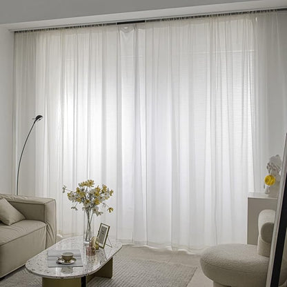 Windows Semi Ivory Sheer Curtains 90 Inches Length 52 Inches Width 2 Panels Set Translucent Sheer Curtain Basic Rod Pocket for Bedroom Children Living Room Yard Kitchen