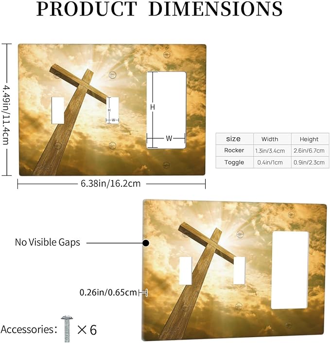 Christ Jesus Cross Sky Decorative Combo 2 Toggle 1 Rocker Light Switch Cover Wall Plate Single Decora 3 Gang for Electrical Outlet Kitchen Living Room Bedroom Bathroom Home Novelty Decorate