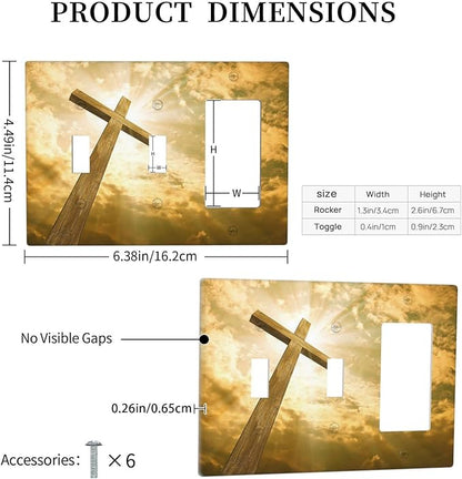 Christ Jesus Cross Sky Decorative Combo 2 Toggle 1 Rocker Light Switch Cover Wall Plate Single Decora 3 Gang for Electrical Outlet Kitchen Living Room Bedroom Bathroom Home Novelty Decorate