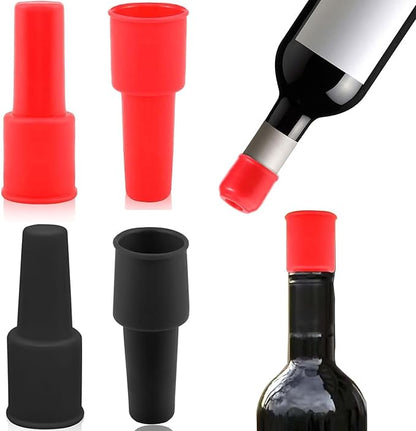 Wine Stoppers for Wine Bottles,4 PCS Silicone Wine Stopper,Reusable and Unbreakable Glass Bottle Sealer Covers Wine Stoppers,Wine Plug for Keeping Wine Champagne Fresh Home Use