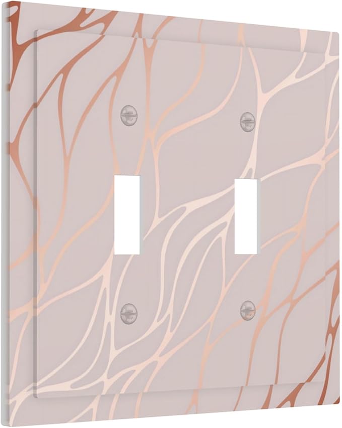 Abstract Rose Marble Double Toggle Light Switch Covers 2 Gang Wall Plate Dual Decorative Switchplate Electrical Faceplate for Bathroom Country Kitchen Bedroom Decor, 4.9" x 5"