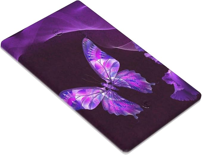 Purple Butterfly Flower Single Blank Switch Wall Plate Cover Outlets Decorative 1-Gang for Electrical Girls Room Bathroom Bedroom Home Kitchen One Receptacle Polycarbonate Power Gear 4.5" x 2.76"