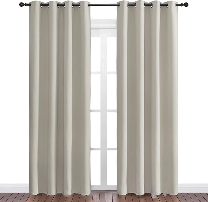 NICETOWN Natural Room Darkening Curtains 86" Long for Boho Farmhouse Home Decoration, Window Treatment Total Privacy Drape Panels for Bedroom Living Room Guest Room (55" Wide, Set of 2)