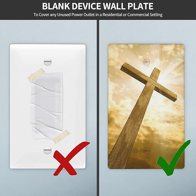 Christ Jesus Cross Sky Decorative Single Blank Switch Cover Wall Plate 1 Gang One for Electrical Outlets Kitchen Living Room Bedroom Bathroom Home Novelty Decorate