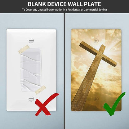 Christ Jesus Cross Sky Decorative Single Blank Switch Cover Wall Plate 1 Gang One for Electrical Outlets Kitchen Living Room Bedroom Bathroom Home Novelty Decorate