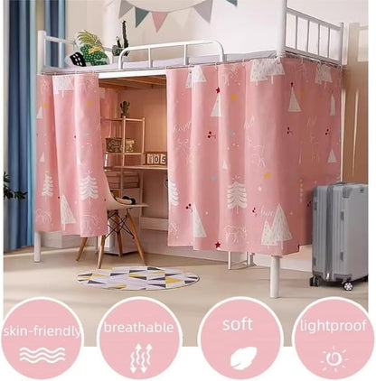 SIQITECHNO 2 Pieces Upper/Bottom Bunk Bed Curtains Dorm Home Blackout Privacy Bed Cloth Curtain Shading Breathable Dustproof Bed Canopy with Rope and Buckles for Kids Teen Loft Bed Single Sleeper