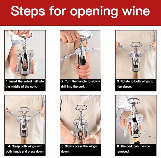 Wine Opener Stainless Steel Multifunctional Wing CorkScrew opener Wine bottle Soda Bottles For Bars restaurants And Home Heavy Duty Zinc Alloy