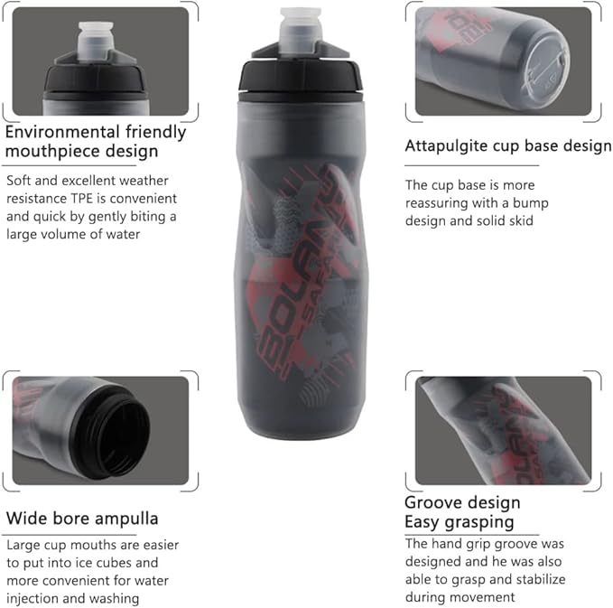 Zsling Squeeze Water Bottles Sports, Water Bottles Insulated 20 oz, Sport Bike Squeeze Bottle, Running Water Bottle Handheld, Squirt Water Bottle for Hiking, Cycling