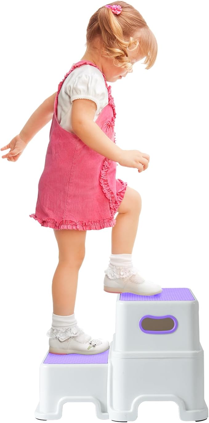 Victostar 2 Step Stool for Kids, Anti-Slip Sturdy Toddler Two Step Stool for Toilet Potty Training, Bathroom,Kitchen