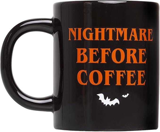 Pearhead Nightmare Before Coffee, Halloween Novelty Mug, Fall Home Dećor Accessories, Holiday Gift, Large Coffee Cup, 16oz