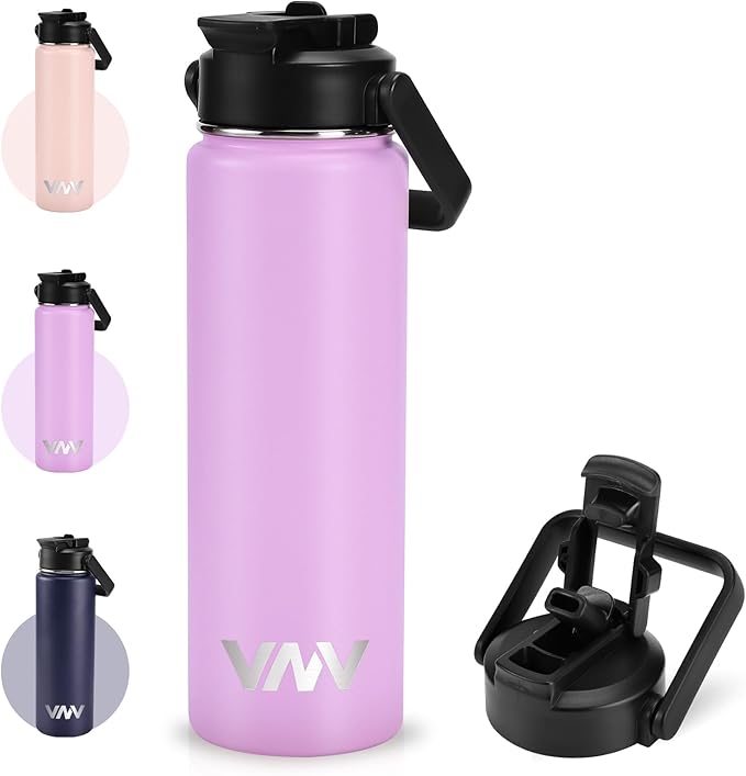 24 Oz Insulated Water Bottle, Stainless Steel Vacuum Double Wall Insulated Thermos, Leak Proof Travel Mug with Straw Lid, for Home and Outdoor