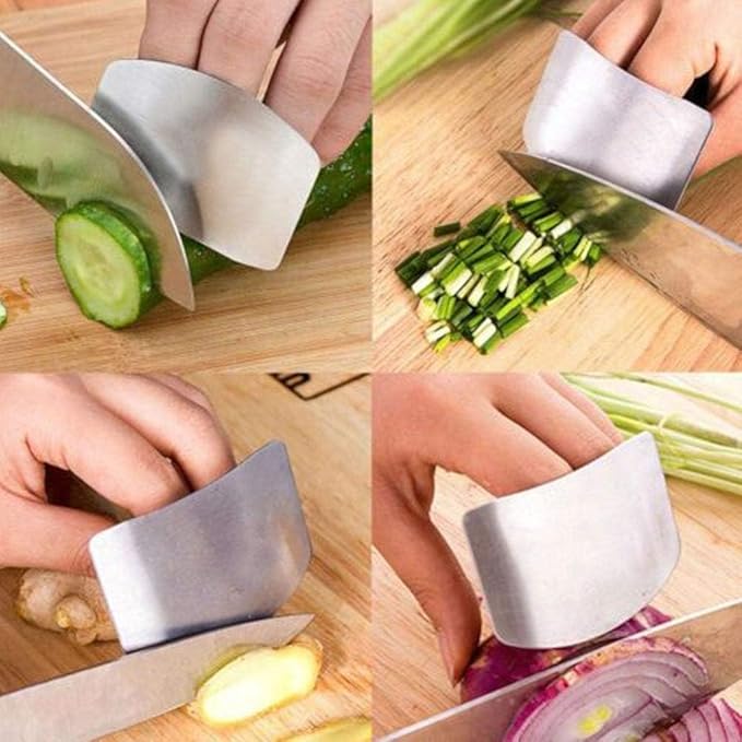 2 Pcs Silver Finger Guards for Cutting, Kitchen Tool Finger Guard Finger Protector, Chopping Protector for Dicing and Slicing Home Kitchen Gadget