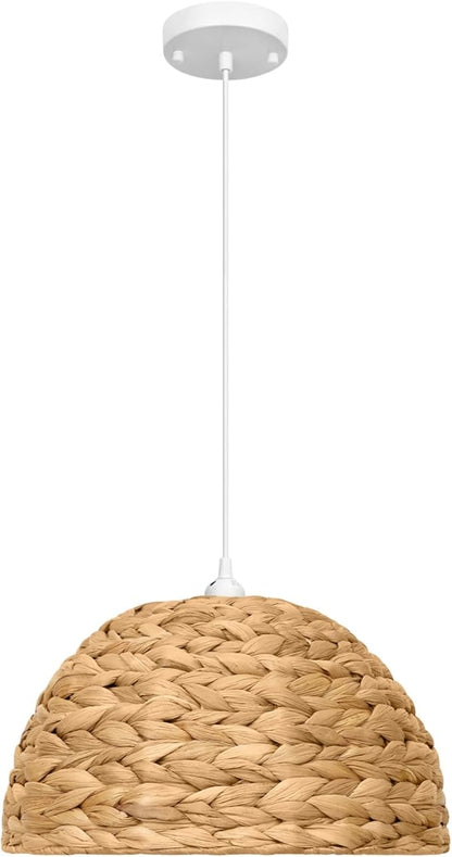 Rattan Pendant Light - Dome Pendant Lights for Home Decor - Natural Woven Pendant Light; Wicker Pendant Light for Dining Room, Kitchen Island, Bedroom