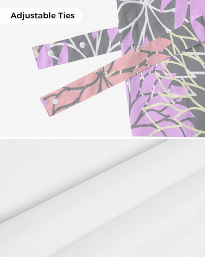 Tie Up Valance for Kitchen Living Room Farmhouse - Chrysanthemum Pink Purple Flower Rod Pocket Adjustable Tie-up Shade Valance for Small Window, Window Valance Balloon Drape for Bathroom 54x18 inches