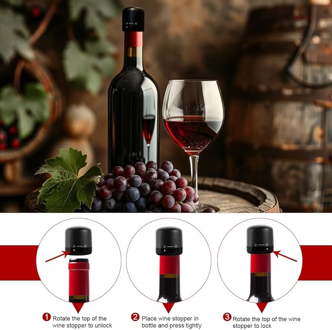 2 Pack Wine Bottle Stopper, Reusable Wine Saver, Leak-Proof Wine Cork, Silicone Wine Stoppers, Keeps Wine Fresh Efficient Sealed Storage, Wine Supplies Gift Accessories