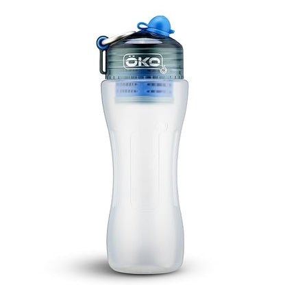 ÖKO - Advanced Water Bottle with Filter Derived from NASA Technology, Filtered Water Bottle for Travel/Outdoors & Home, Water Filter Bottle for Harmful Contaminants (650 ML, Arctic)