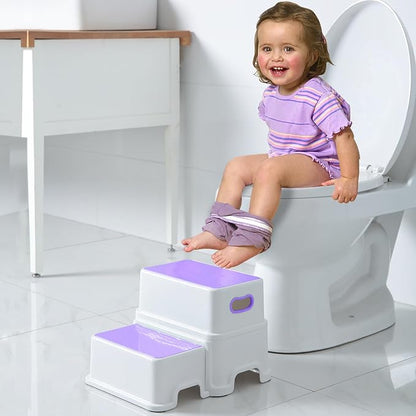 Victostar 2 Step Stool for Kids, Anti-Slip Sturdy Toddler Two Step Stool for Toilet Potty Training, Bathroom,Kitchen