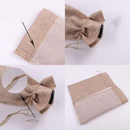 10 Pcs Burlap Wine Bags Wine Bottle Gift Pouches Single Wine Carrying Bag with Drawstring Wine Bottle Covers Pouches for Christmas