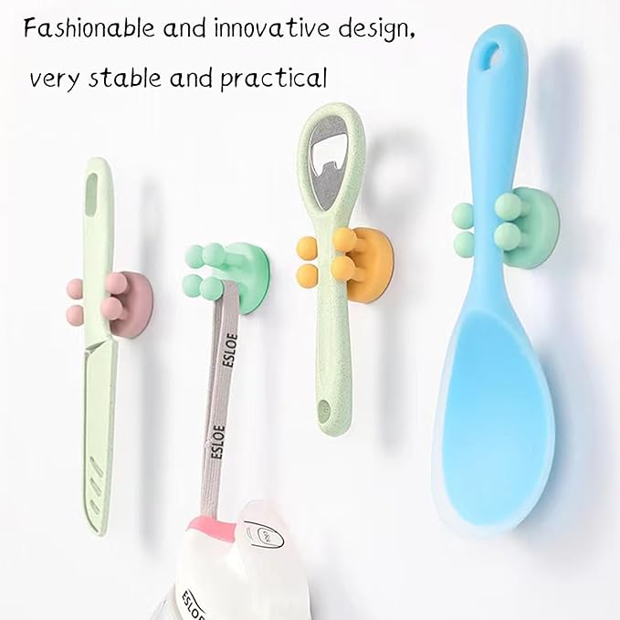 6Pcs Wall Mounted Silicone Toothbrush Holder No Drill Bathroom Kitchen Office Organizer Rack with Wall Hanging Hooks