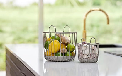 ZONE DENMARK Inu Basket - Basket with Handles Crafted from Metal - with sleek and sturdy design - Stylish and Functional Storage for Kitchen, Bathroom, Children's Room, and Home Office- (Small)