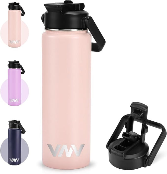 VNV 24 Oz Insulated Water Bottle, Stainless Steel Vacuum Double Wall Insulated Thermos, Leak Proof Travel Mug with Straw Lid, for Home and Outdoor