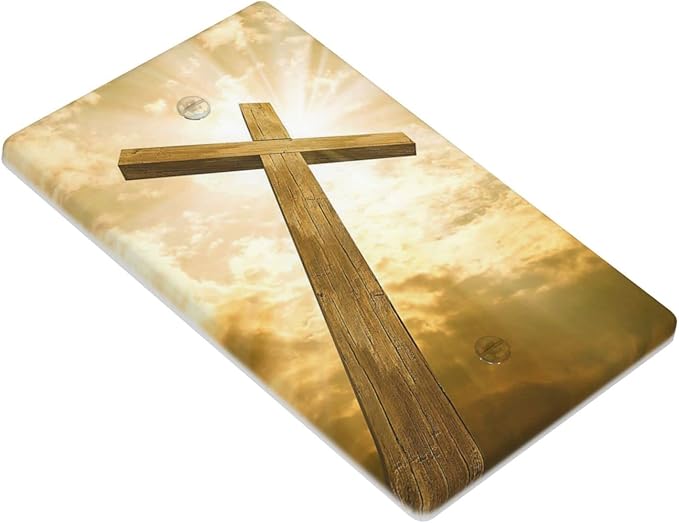 Christ Jesus Cross Sky Decorative Single Blank Switch Cover Wall Plate 1 Gang One for Electrical Outlets Kitchen Living Room Bedroom Bathroom Home Novelty Decorate