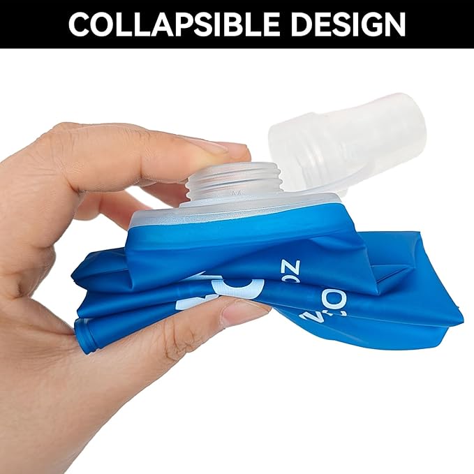 2 Pack Premium Collapsible Water Bottle-150ml (5.29oz), Portable Soft Flask Water Bottle for Hydration Pack/Running Vest- Folding Water Bottle for Running, Hiking, Cycling (Blue 150ml*2)