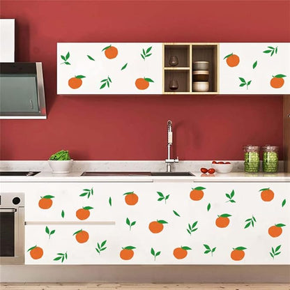 Bamsod Fruit Wall Decals Removable Boho Wall Stickers Peel Stick Flower Orange Wall Decals Fresh Fruit Wall Stickers for Baby Nursery Kids Bedroom Living Room Home Kitchen (Orange)