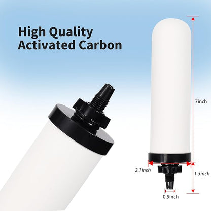 2 Pack 7'' ceramic water filter Candle,7 inch water filter replacement filters with Activated Carbon for Countertop Gravity Water Filter System,Water Cooler Filtration Systems.